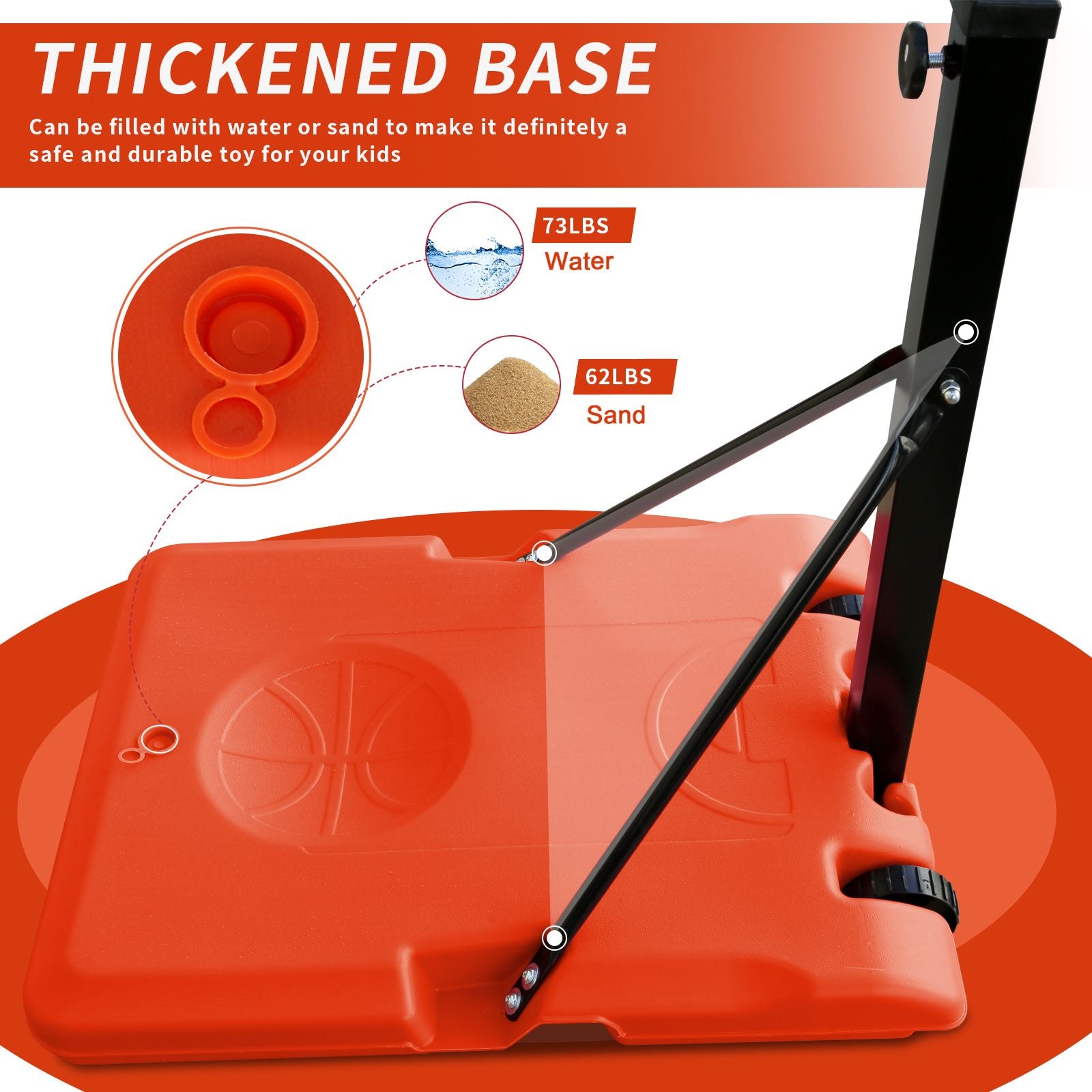 Use for Outdoor Height Adjustable 4.8 to 7.7ft Basketball Hoop 28 Inch Backboard Portable Basketball Goal System with Stable Base and Wheels - Discount Msrp 