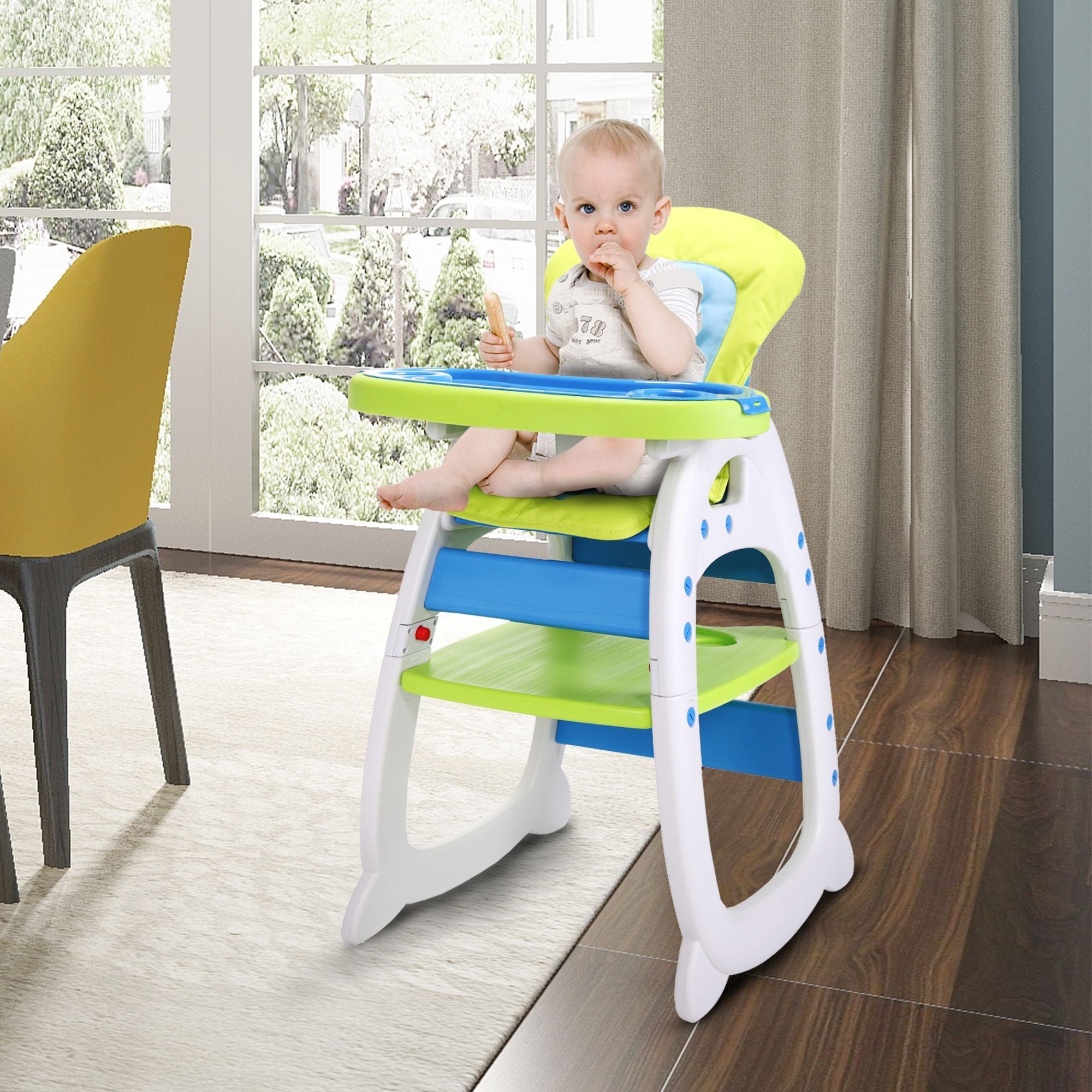 Multipurpose Adjustable Highchair,Children's dining chair for Baby Toddler Dinning Table with Feeding Tray and 5-Point Safety Buckle XH - Discount Msrp 