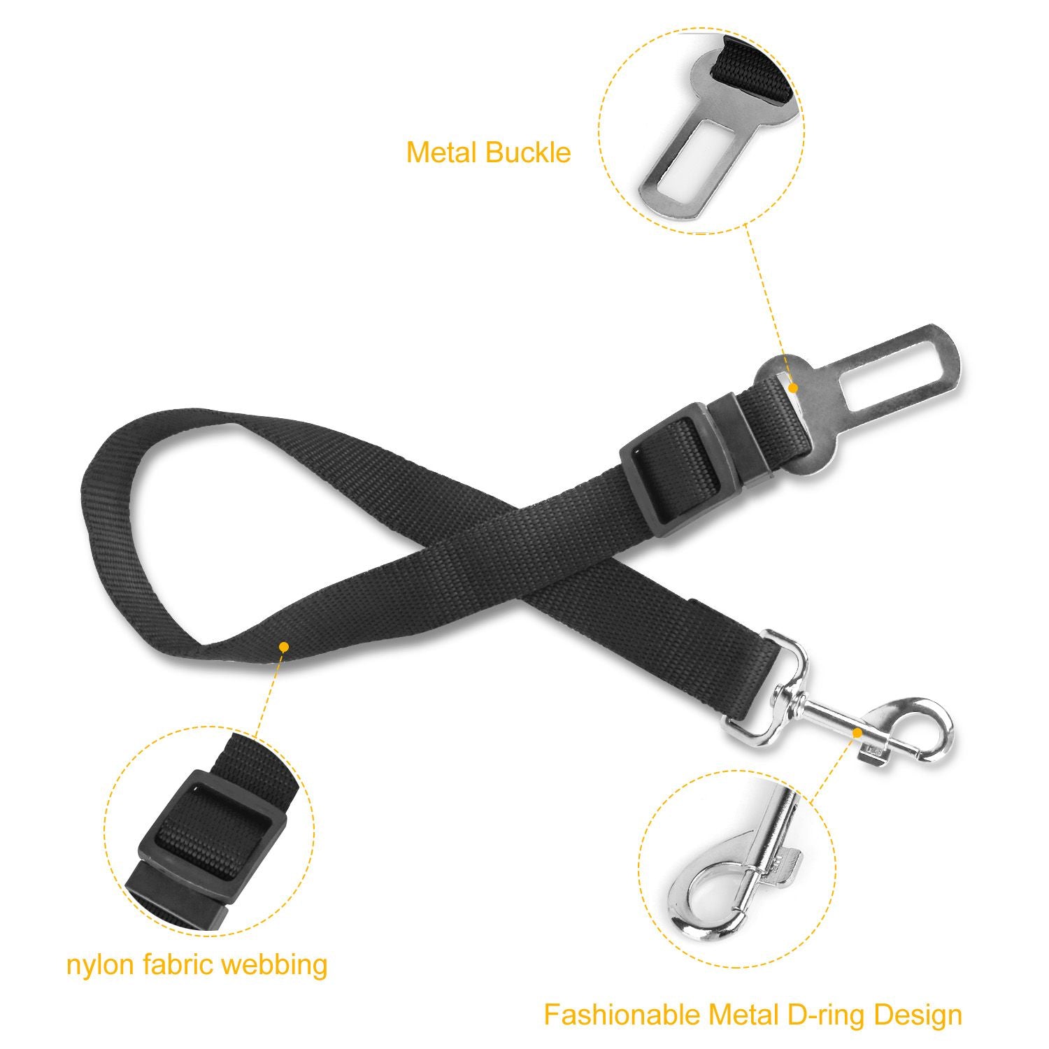 2Pcs Pet Dog Seat Belt Leash Adjustable Pet Dog Cat Safety Leads Harness - Discount Msrp 