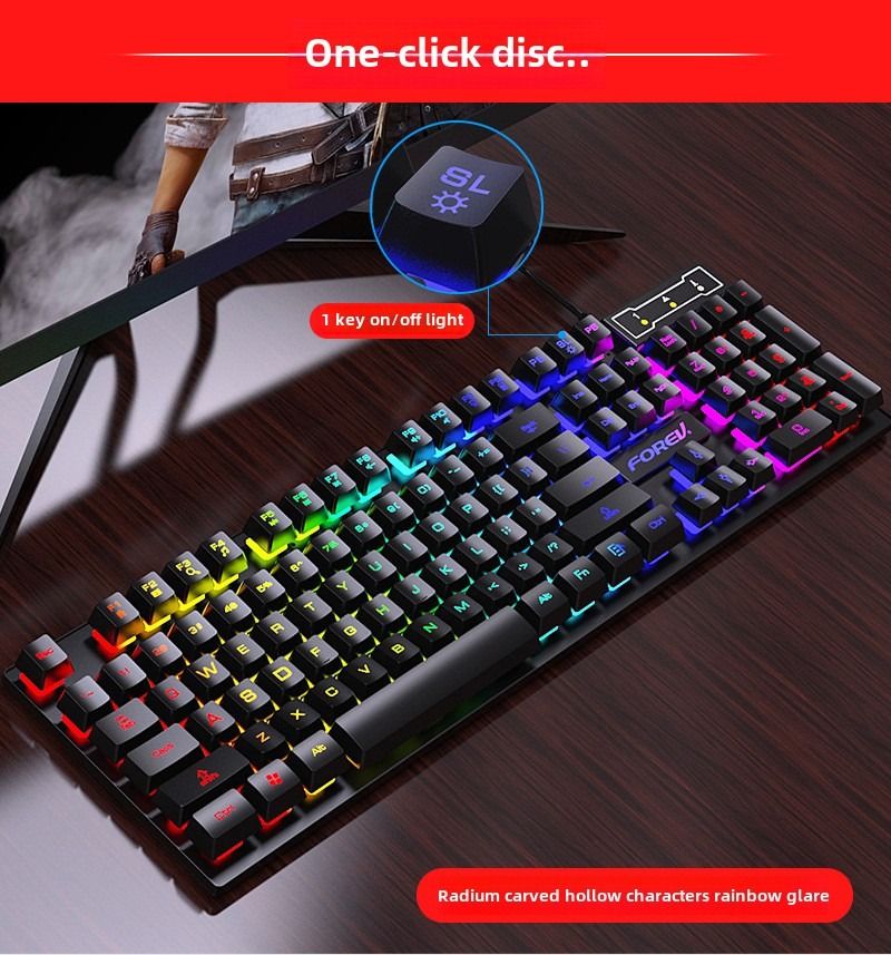 Wired four-piece set set of keyboard and mouse headset mouse pad keyboard set gaming game computer keyboard - Discount Msrp 