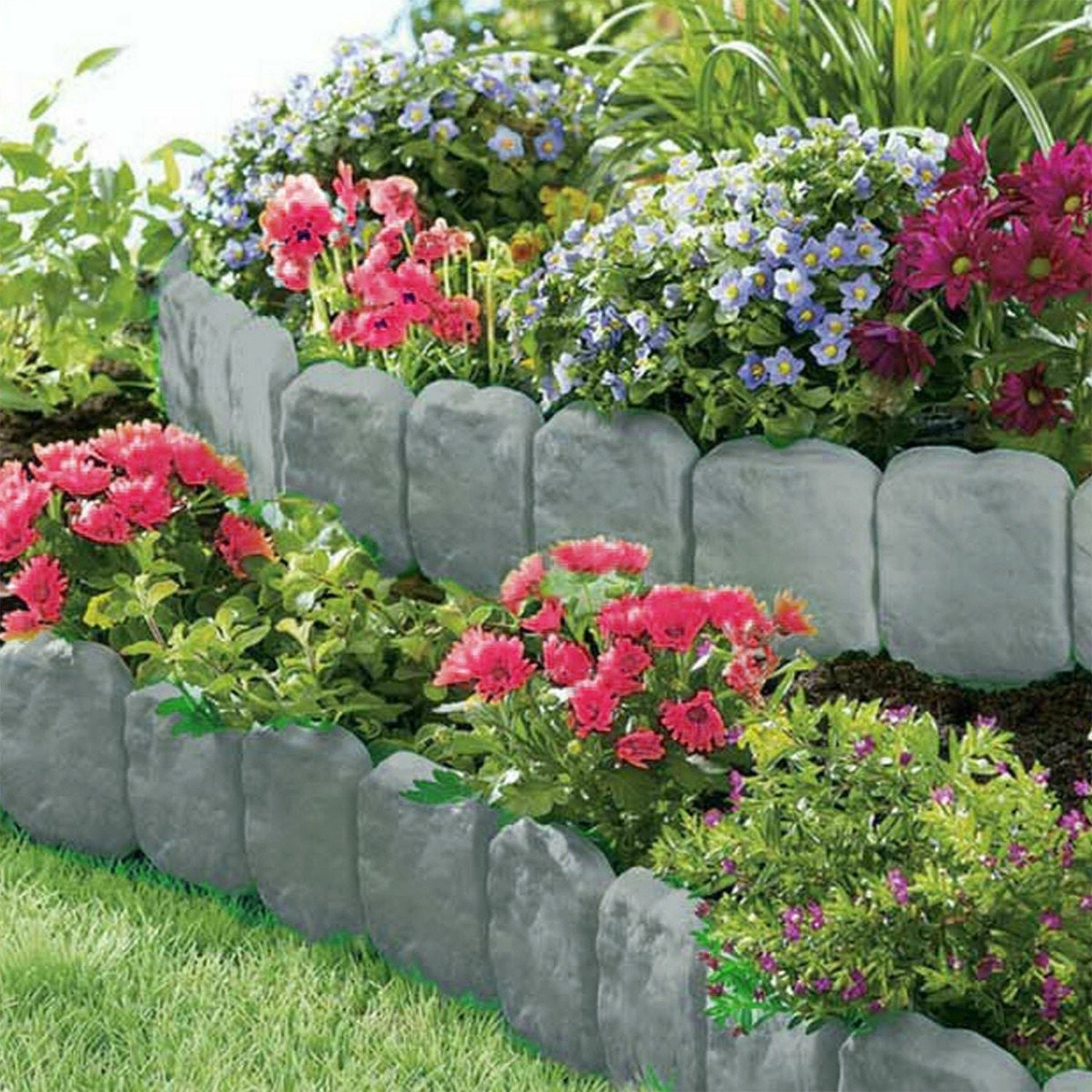 20 PCS Cobbled Stone Effect Plastic Garden Lawn Border Edging - Discount Msrp 