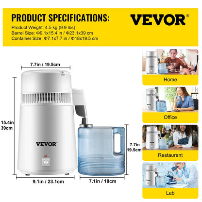 Newest 4L Dental Medical Pure Water Distiller All Stainless Steel Internal - Discount Msrp 