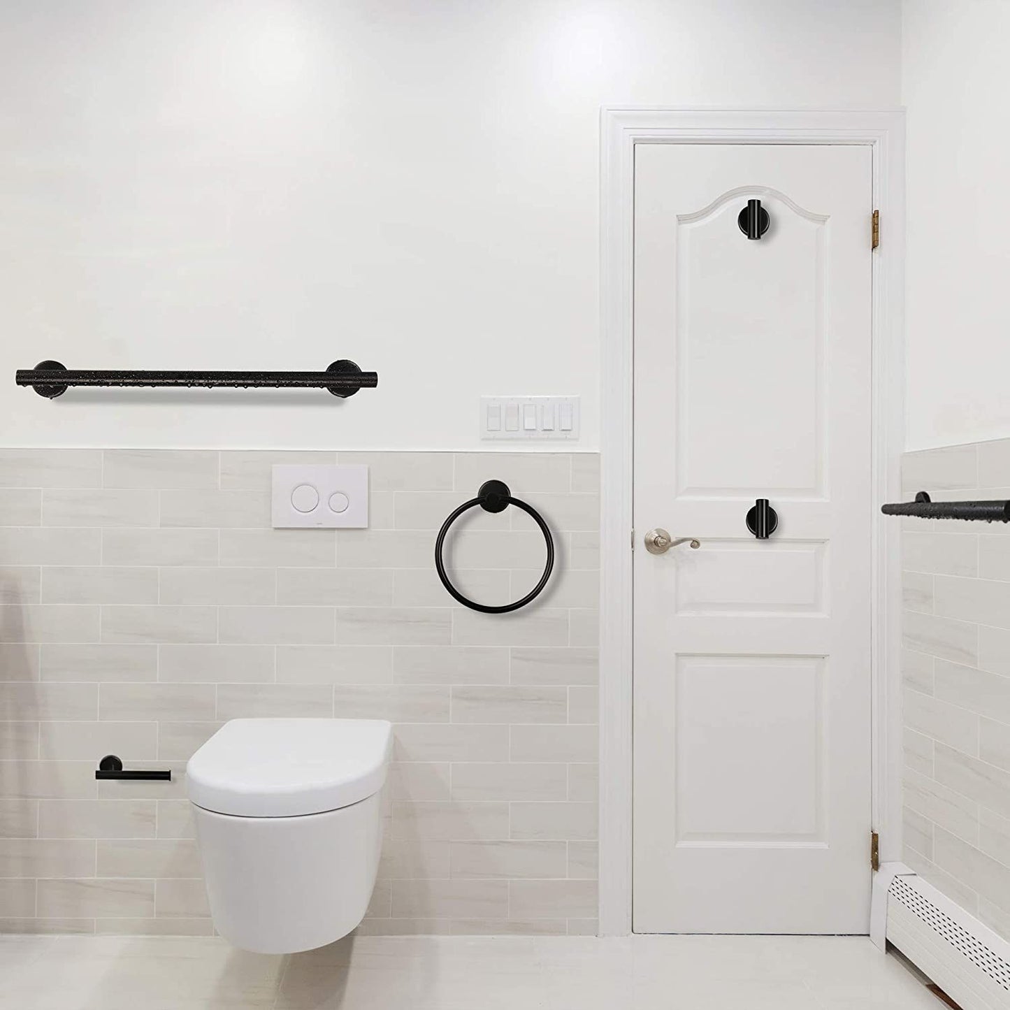 6 Piece Stainless Steel Bathroom Towel Rack Set Wall Mount RT - Discount Msrp 