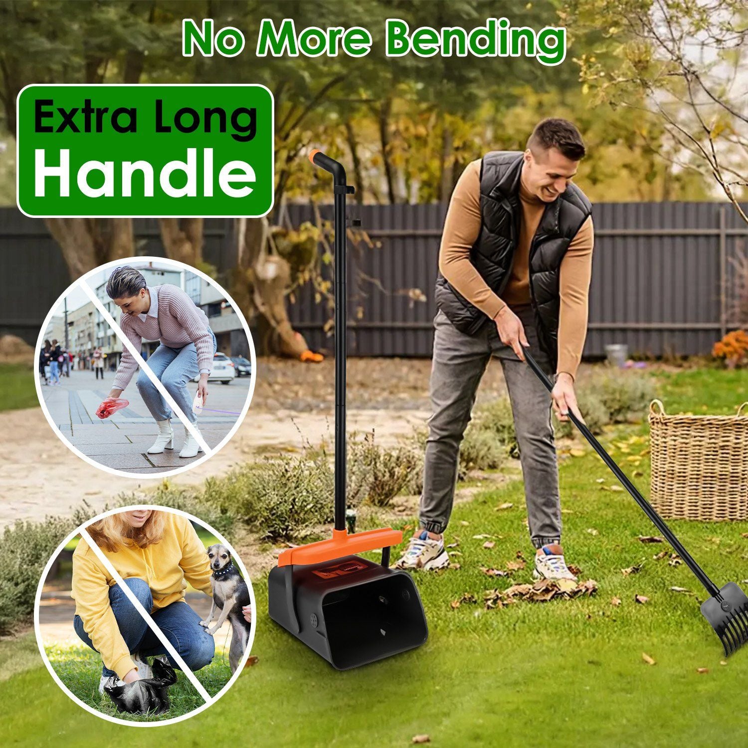 Pooper Scooper Kit Dog Poop Rake & Swiveling Bin Poop Heavy Duty Pick Up Tool with Extra Long Handle 35 Waste Bags Dispenser - Discount Msrp 
