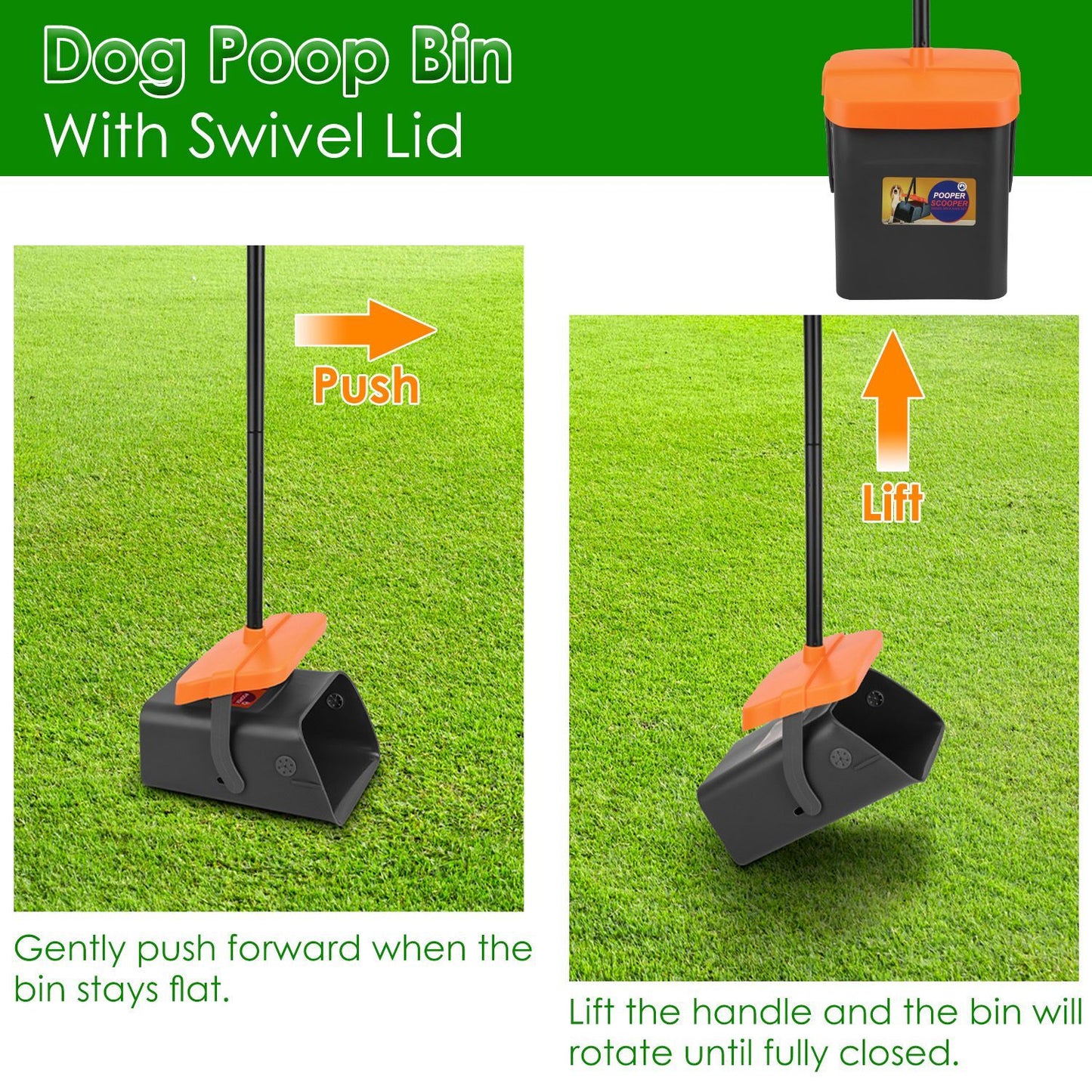Pooper Scooper Kit Dog Poop Rake & Swiveling Bin Poop Heavy Duty Pick Up Tool with Extra Long Handle 35 Waste Bags Dispenser - Discount Msrp 
