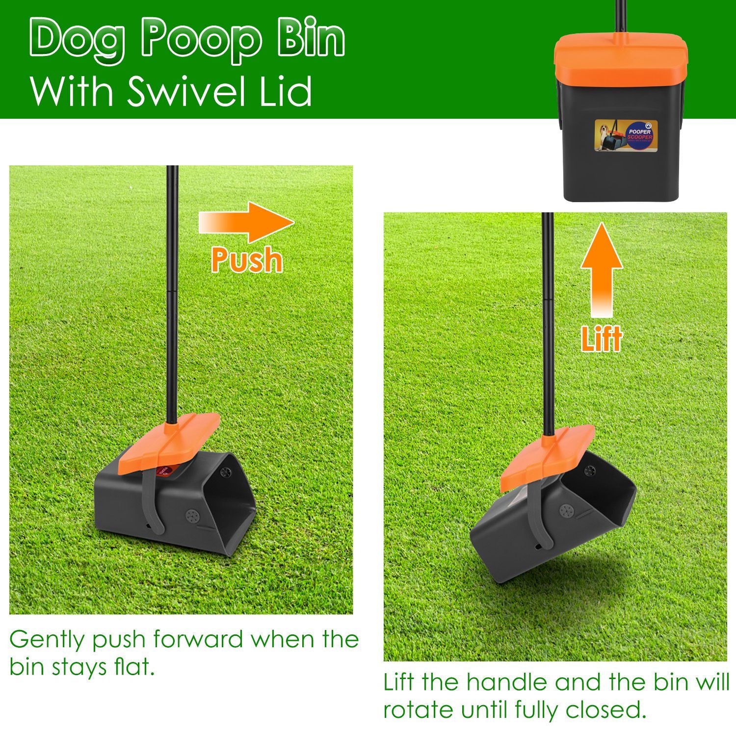 Pooper Scooper Kit Dog Poop Rake & Swiveling Bin Poop Heavy Duty Pick Up Tool with Extra Long Handle 35 Waste Bags Dispenser - Discount Msrp 