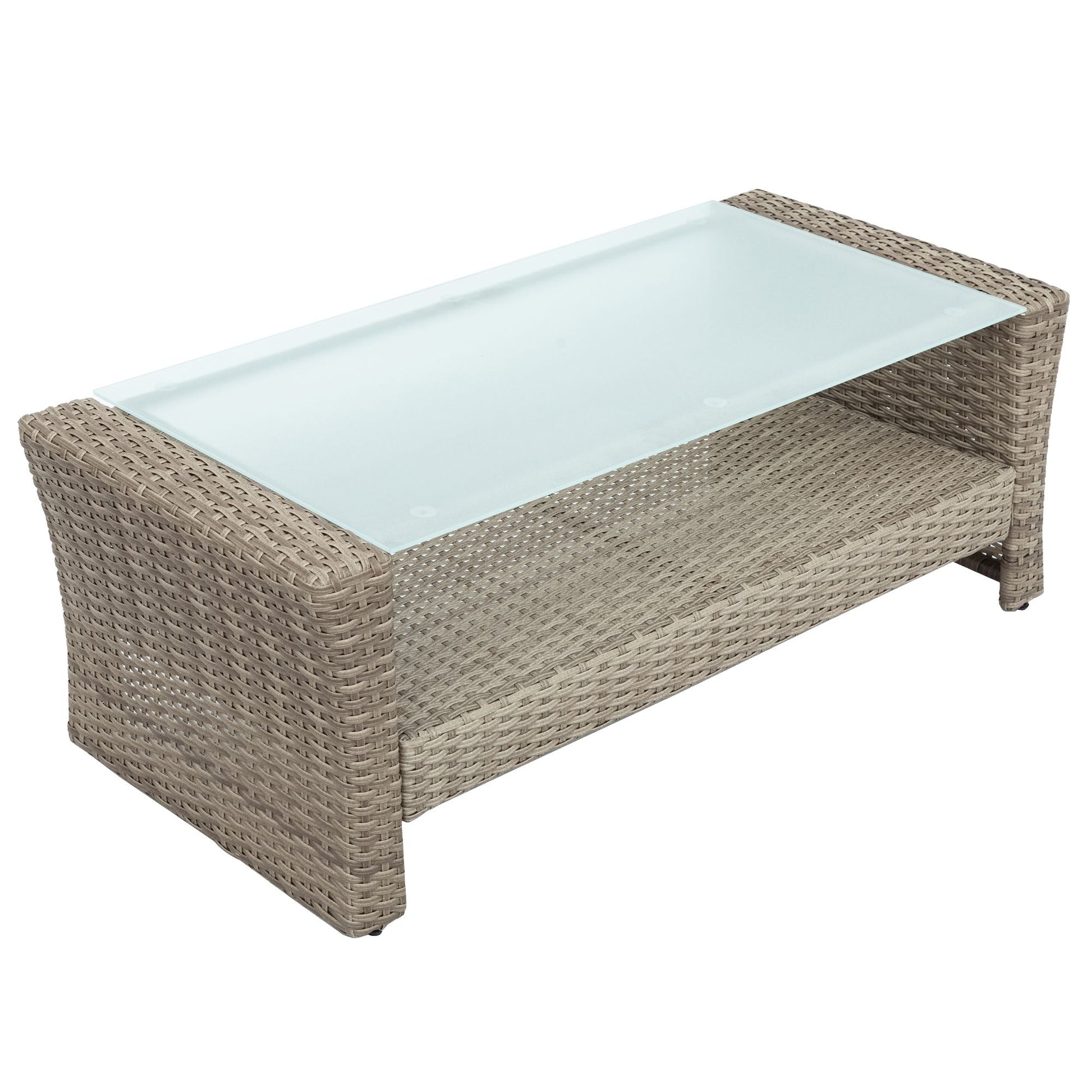 Patio Furniture Set; 4 Piece Outdoor Conversation Set All Weather Wicker Sectional Sofa with Ottoman and Cushions - Discount Msrp 