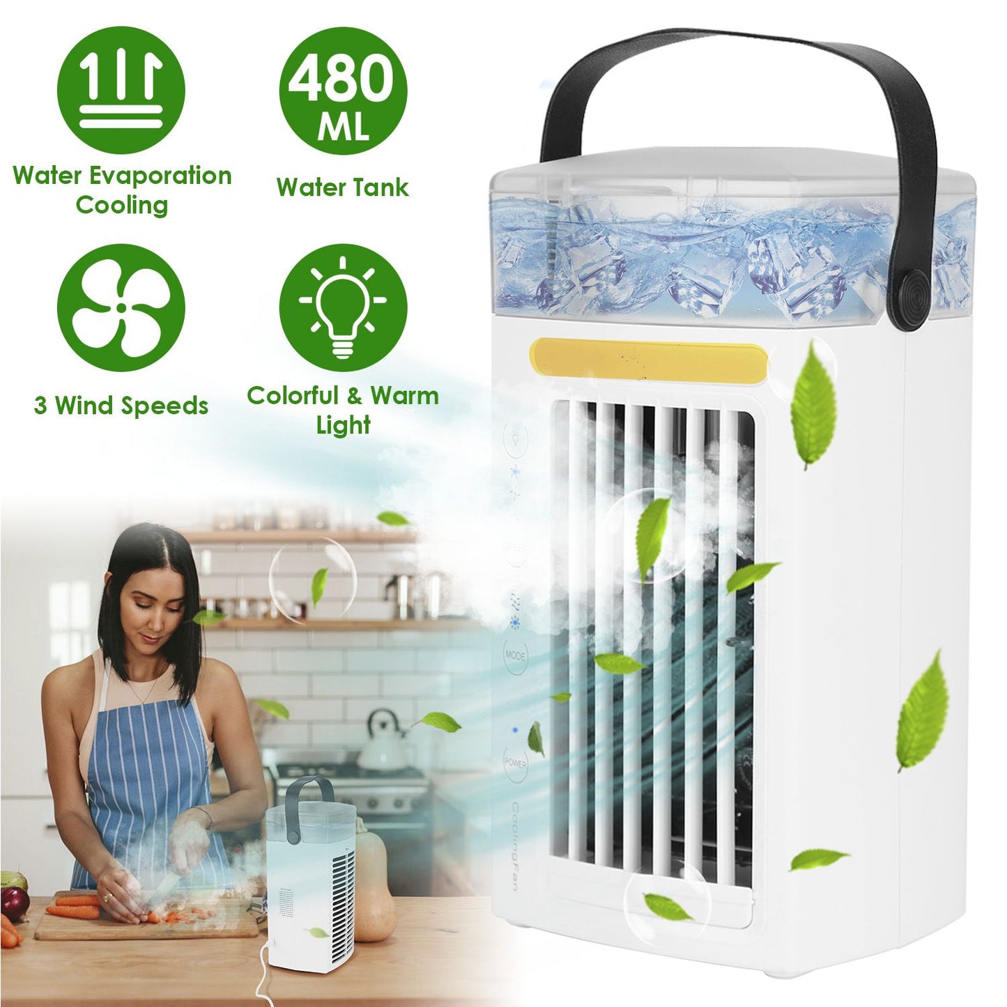 4 In 1 Portable Air Conditioner Fan Evaporative Air Cooler Water Fan - Discount Msrp 