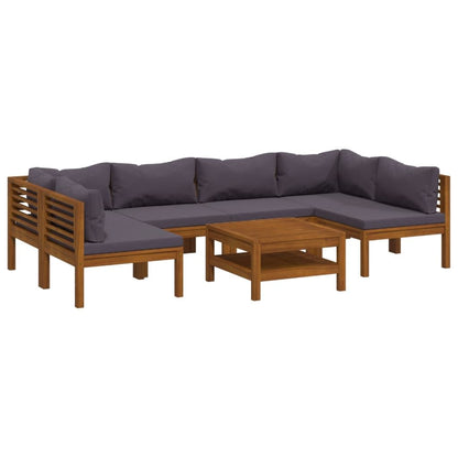 7 Piece Patio Lounge Set with Cushion Solid Acacia Wood - Discount Msrp 