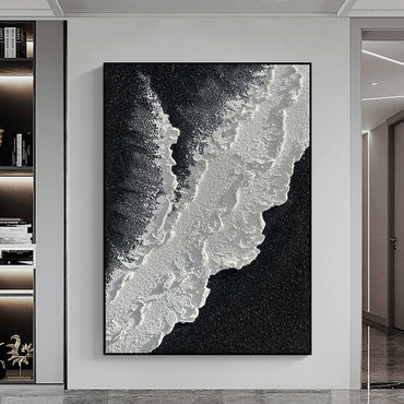 Modern Abstract handpainted large size wholesale prodcut ocean seaside thick grey and black Oil painting Simple Design Wall Art - Discount Msrp 