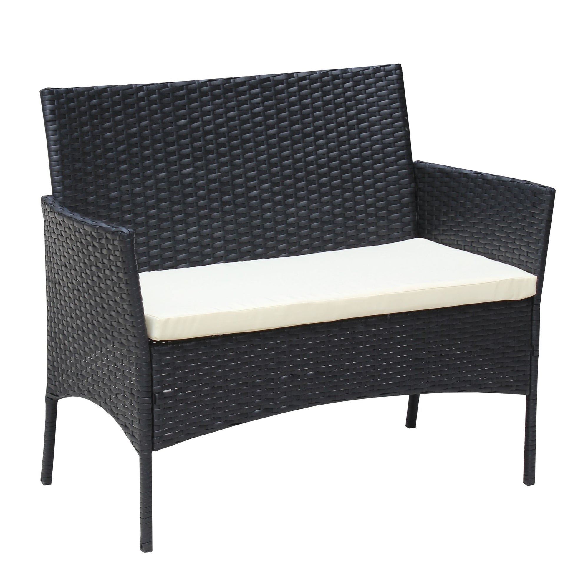 4 PC Rattan Patio Furniture Set Outdoor Patio Cushioned Seat Wicker Sofa - Discount Msrp 