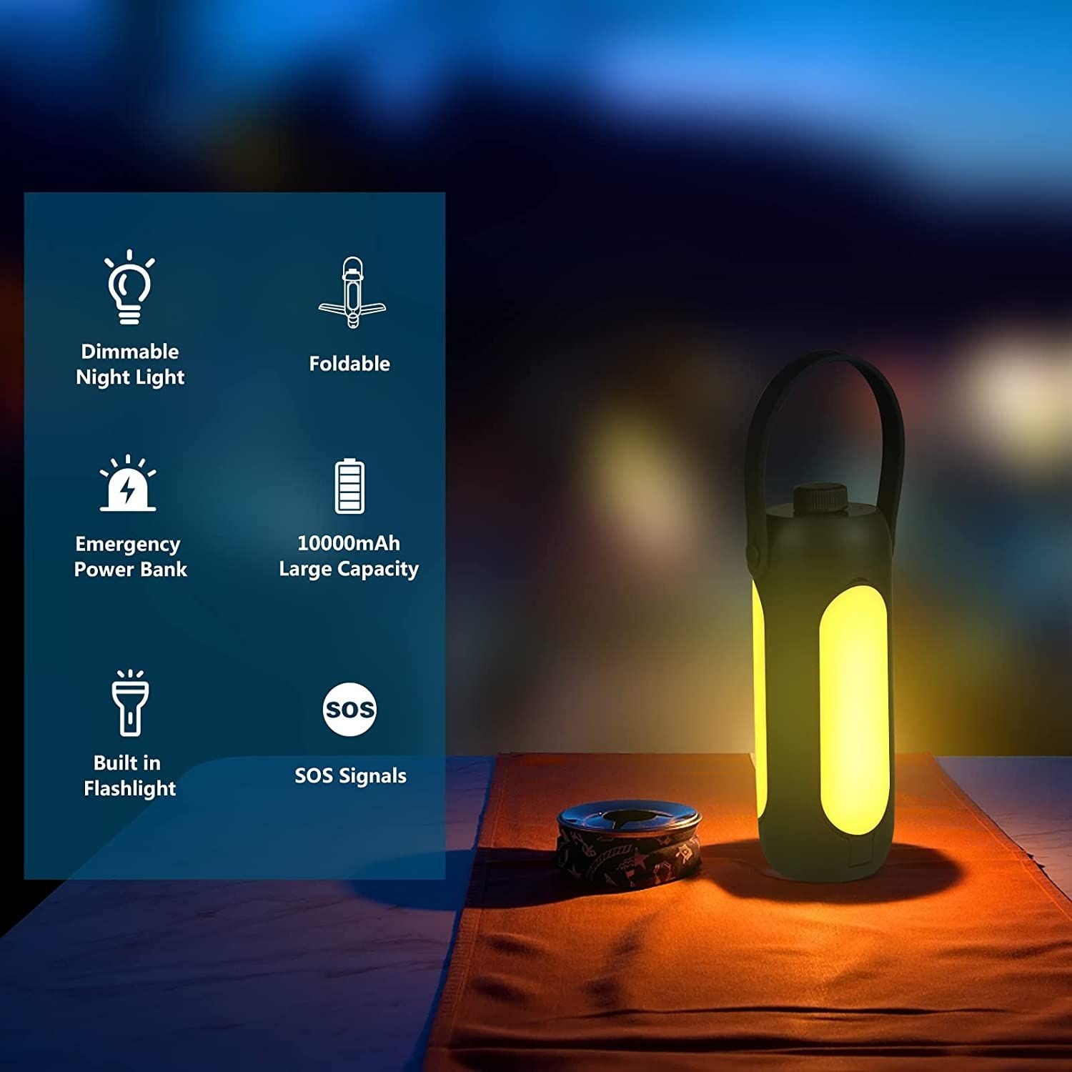 Camping Lights; Freefolding Rechargeable LED Camping Lantern; 10000mAh Super Large; 3 Light Modes & SOS Signal Great for Camping; Hurricane Emergency Kits and Travel - Discount Msrp 