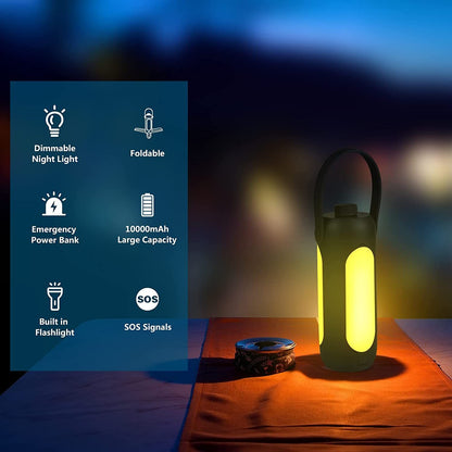 Camping Lights; Freefolding Rechargeable LED Camping Lantern; 10000mAh Super Large; 3 Light Modes & SOS Signal Great for Camping; Hurricane Emergency Kits and Travel - Discount Msrp 