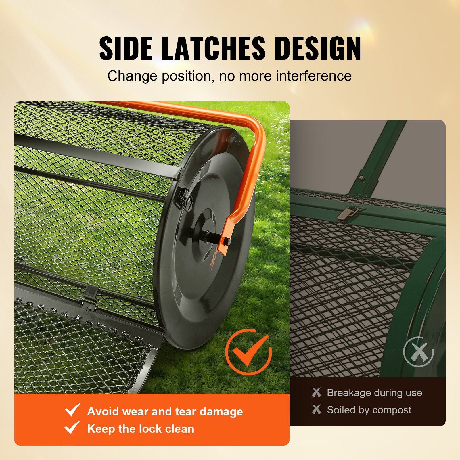 VEVOR Compost Spreader Peat Moss Spreader 24 inch Wide 24.4-26.4" Height Adjustable Lawn & Garden Spreaders Compost; Top Soil; Mulch - Durable Lightweight Multi-Purpose Yard Care Equipment - Discount Msrp 