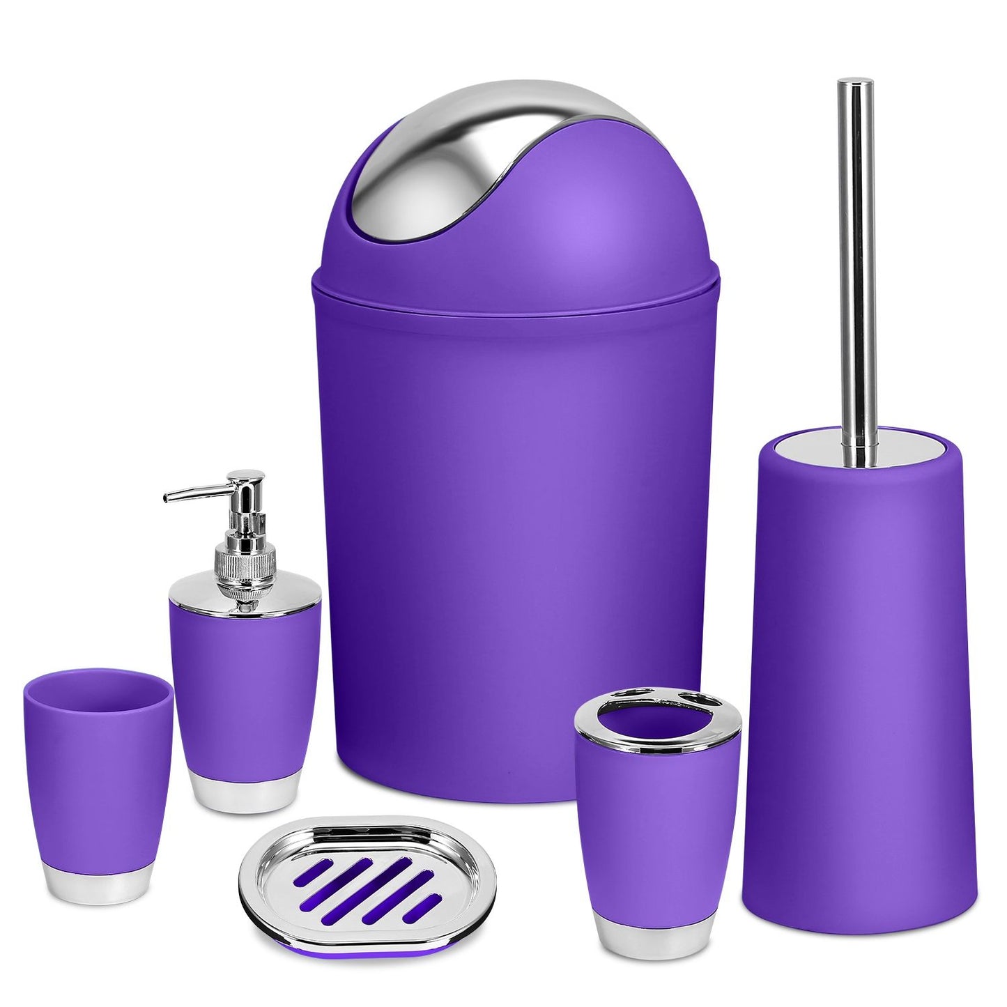Bathroom Accessories Set 6 Pcs Bathroom Set Ensemble Complete Soap Dispenser Toothbrush Holder - Discount Msrp 