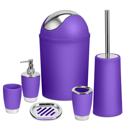 Bathroom Accessories Set 6 Pcs Bathroom Set Ensemble Complete Soap Dispenser Toothbrush Holder - Discount Msrp 