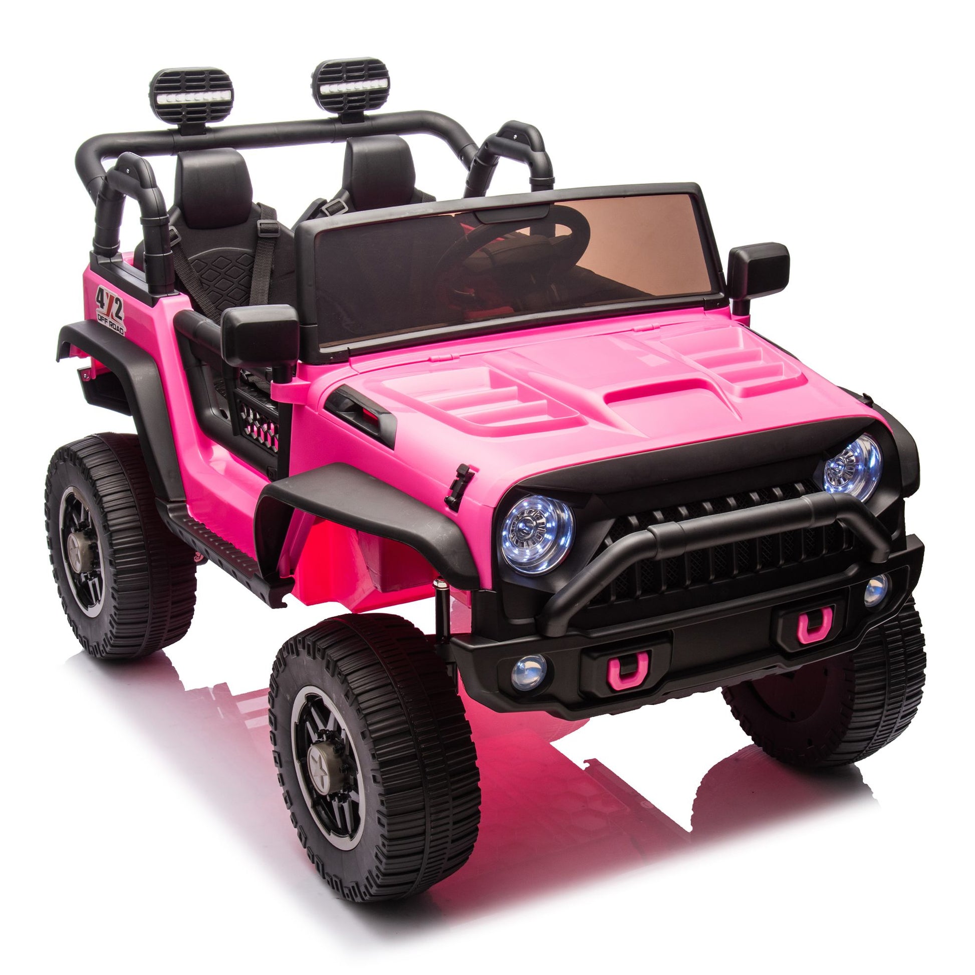 24V Two-Seater Kids Ride On Truck Car W/Parents Control,200w*2,Seat width 20.28in,Four-wheel Suspension,LED Lights,Music,MP3,Bluetooth,Two independent seat belts,Suitable for off-road For Kids Aged 3+ - Discount Msrp 
