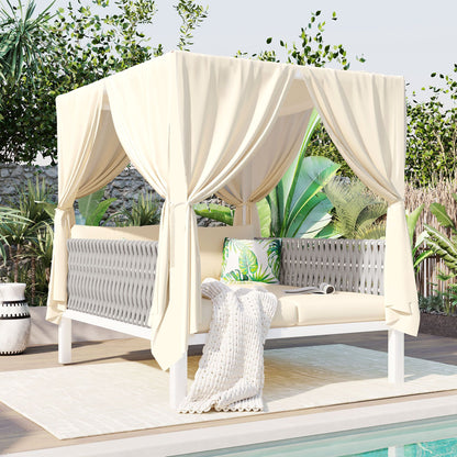 Outdoor Patio Sunbed with Curtains, High Comfort, Suitable for Multiple Scenarios - Discount Msrp 