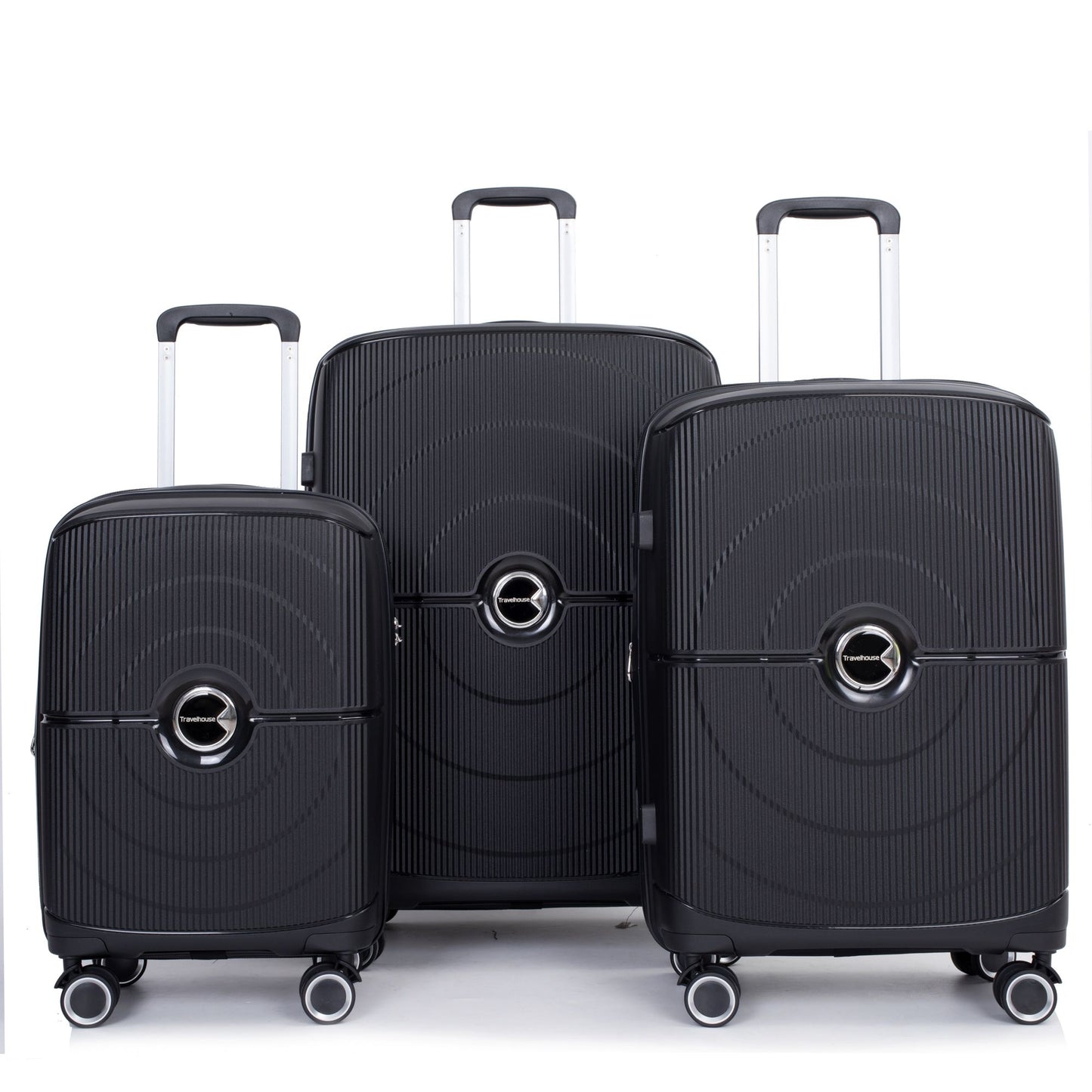 Expandable Hardshell Suitcase Double Spinner Wheels PP Luggage Sets Lightweight Durable Suitcase with TSA Lock,3-Piece Set (20/24/28) ,Black - Discount Msrp 