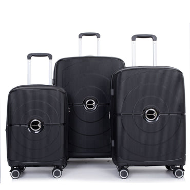 Expandable Hardshell Suitcase Double Spinner Wheels PP Luggage Sets Lightweight Durable Suitcase with TSA Lock,3-Piece Set (20/24/28) ,Black - Discount Msrp 