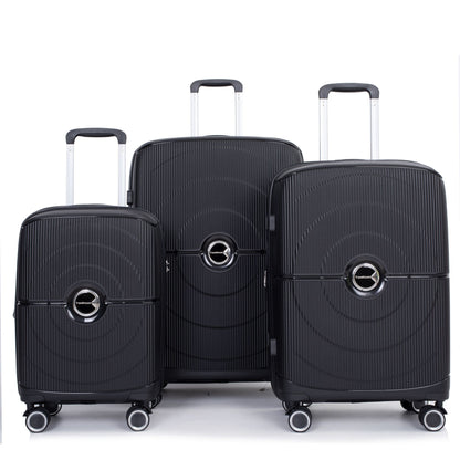 Expandable Hardshell Suitcase Double Spinner Wheels PP Luggage Sets Lightweight Durable Suitcase with TSA Lock,3-Piece Set (20/24/28) ,Black - Discount Msrp 