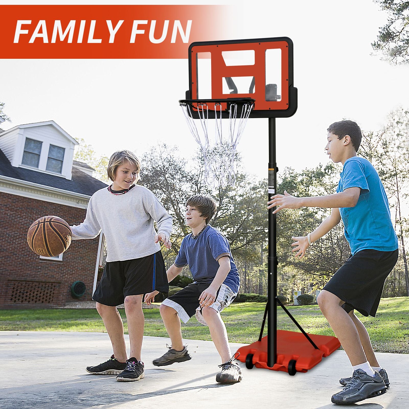 Use for Outdoor Height Adjustable 4.8 to 7.7ft Basketball Hoop 28 Inch Backboard Portable Basketball Goal System with Stable Base and Wheels - Discount Msrp 