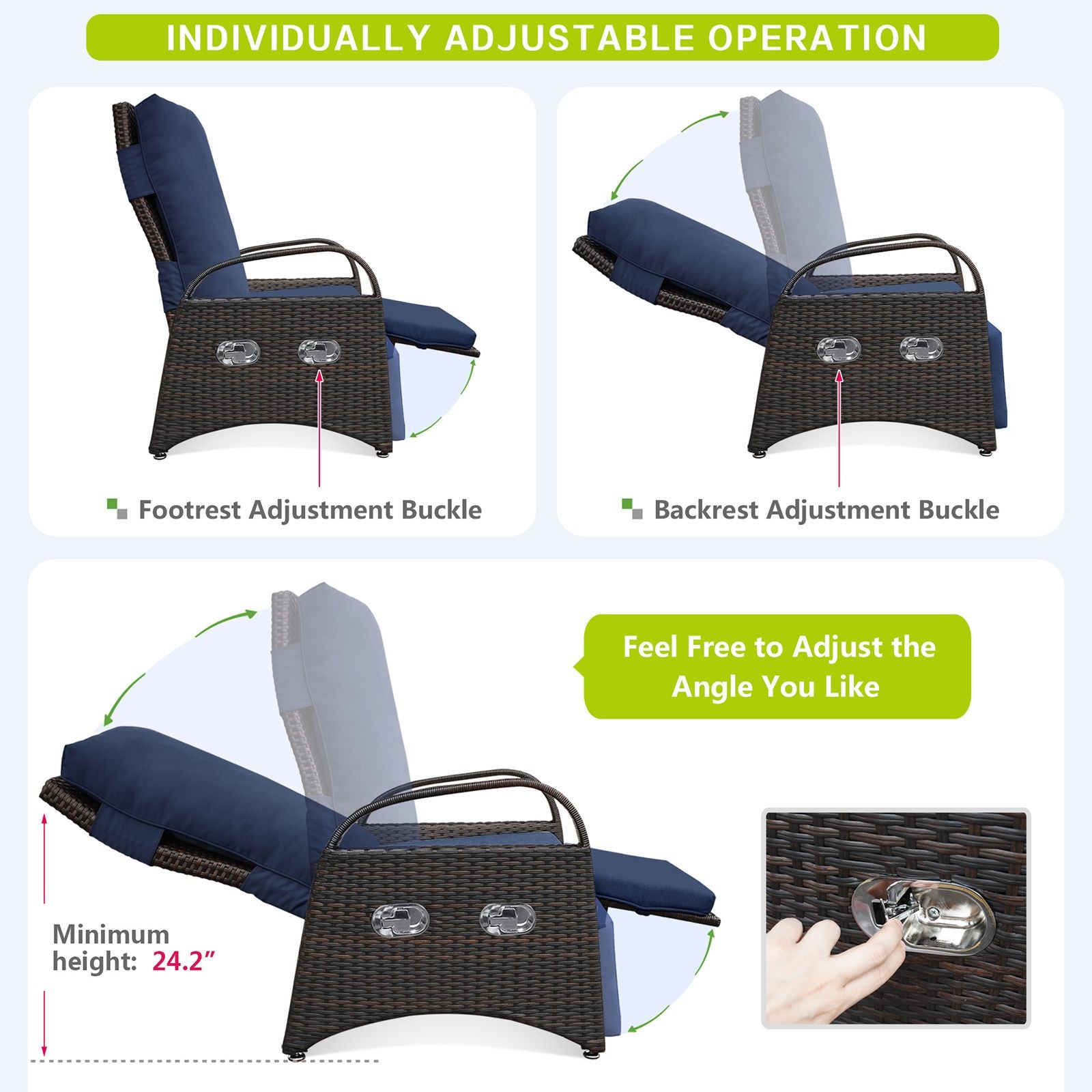 Outdoor Adjustable Wicker Recliner with Flip Table - Discount Msrp 