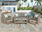 Patio Furniture Set; 4 Piece Outdoor Conversation Set All Weather Wicker Sectional Sofa with Ottoman and Cushions - Discount Msrp 