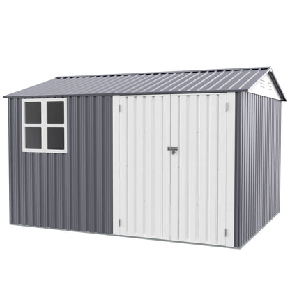8X10FT Outdoor Storage Shed with Thickened Galvanized Steel,with Sloped Roof & Double Lockable Door,Storage Shed Large with 6 Vents, Garden Tool Shed for Backyard Garden Patio Lawn Bike,Lawnmower - Discount Msrp 