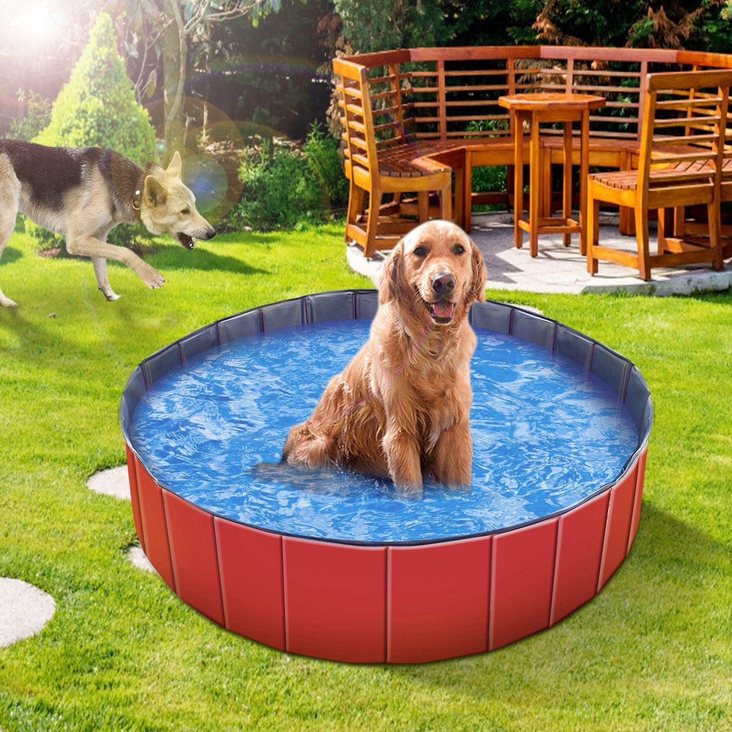Foldable Pet Swimming Pool PVC Kiddie Baby Dog Swim Pool Bathing Tub Playmat Kids Pools - Discount Msrp 