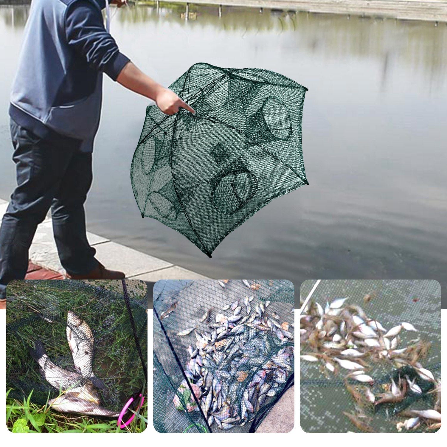 Fishing Trap Net Portable Folded Fishing Bait Trap Shrimp Minnow Crab Bait Net - Discount Msrp 