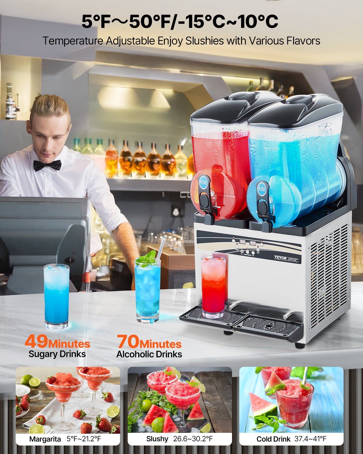 Commercial Slushy Machine 15Lx2 Tank Margarita Smoothie Frozen Drink Maker - Discount Msrp 