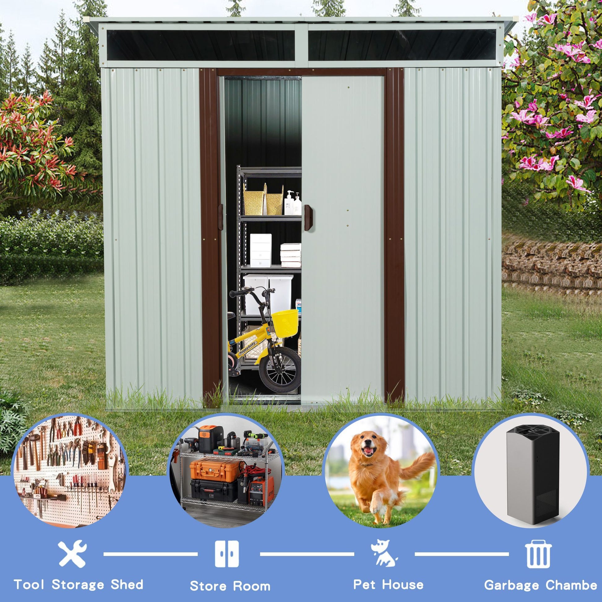 6ft x 5ft Outdoor Metal Storage Shed White - Discount Msrp 