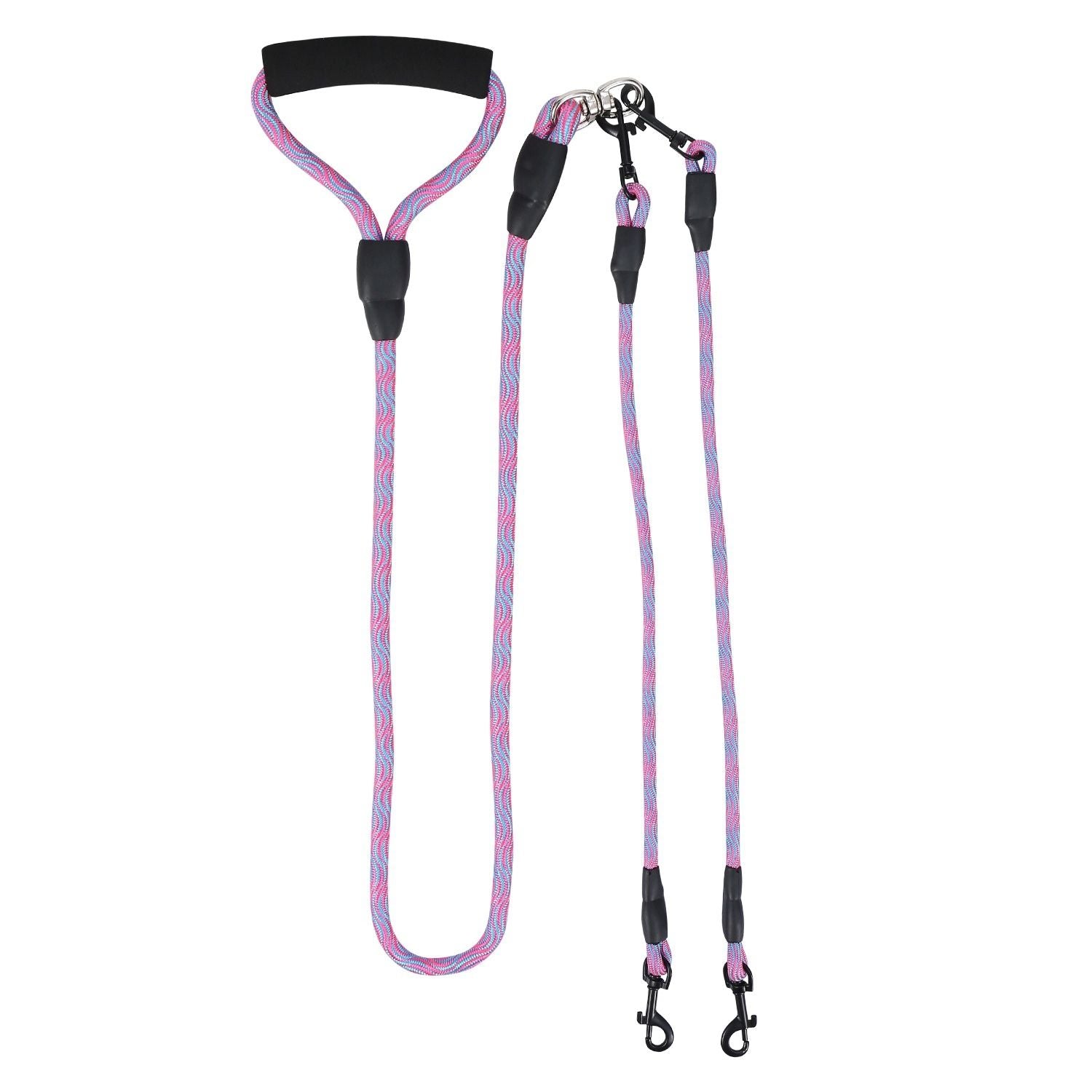 Double Dogs Leash No-Tangle Dogs Lead Reflective Dogs Walking Leash w/ Swivel Coupler Padded Handle - Discount Msrp 