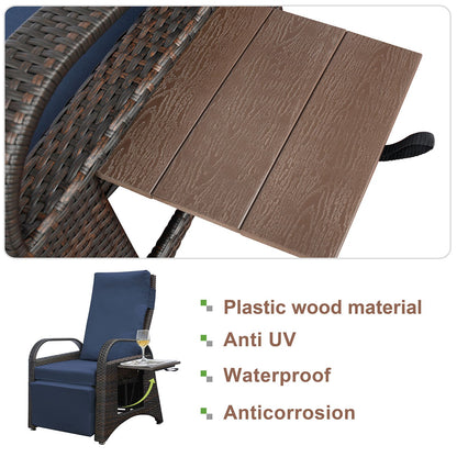 Outdoor Adjustable Wicker Recliner with Flip Table - Discount Msrp 