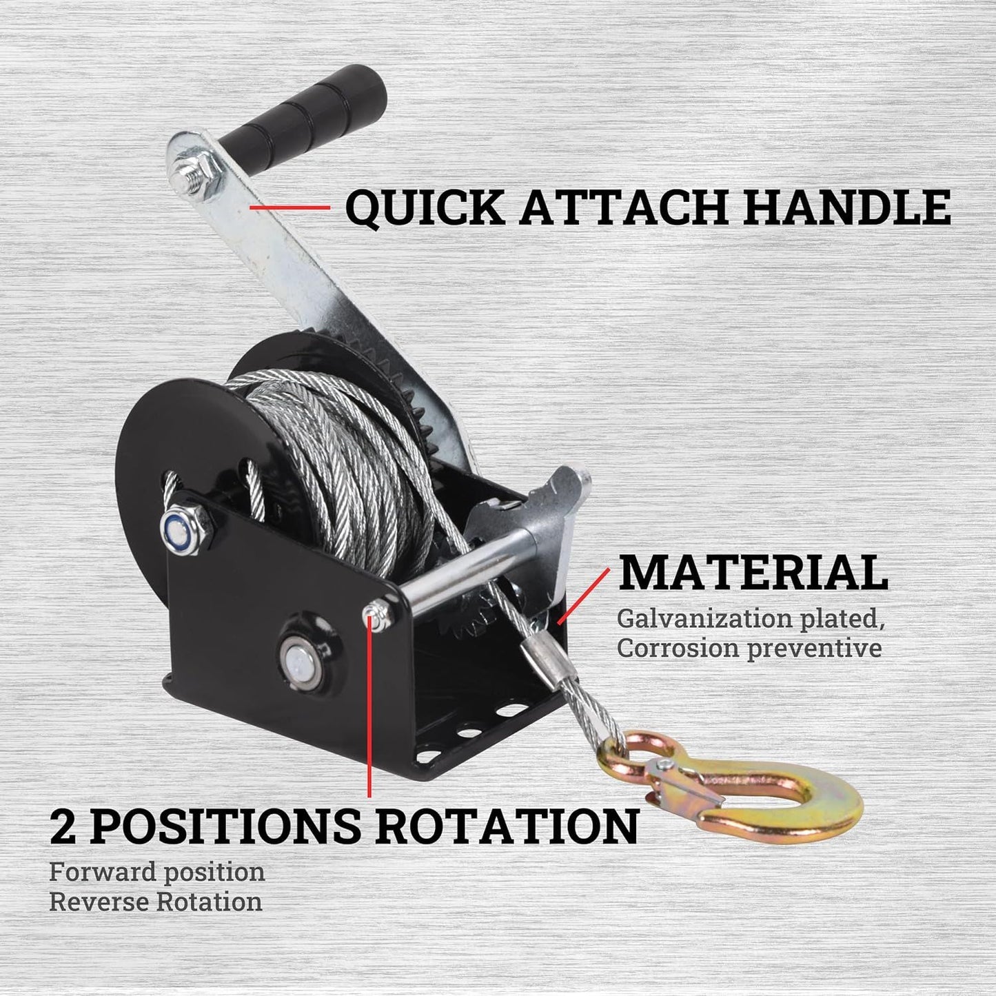 Hand Winch Boat Trailer Winch Heavy Duty Hook Steel Cable, Ratchet Manual Operated Winch for Trailers ATV UTV Boat Marine - Discount Msrp 