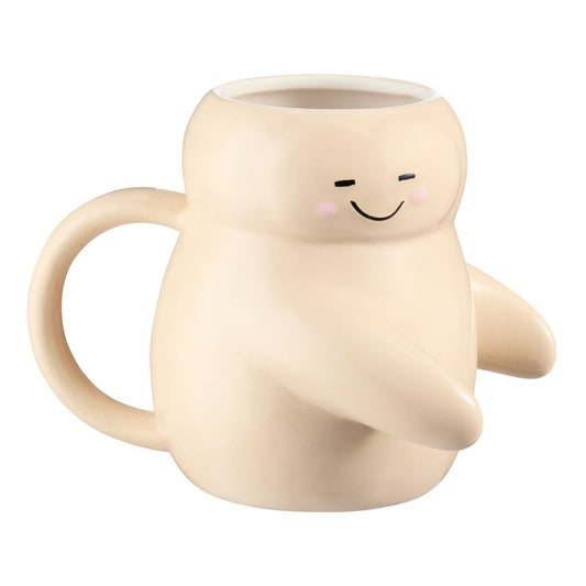 16 oz Cream Sculpted Hug Earthenware Mug - Discount Msrp 