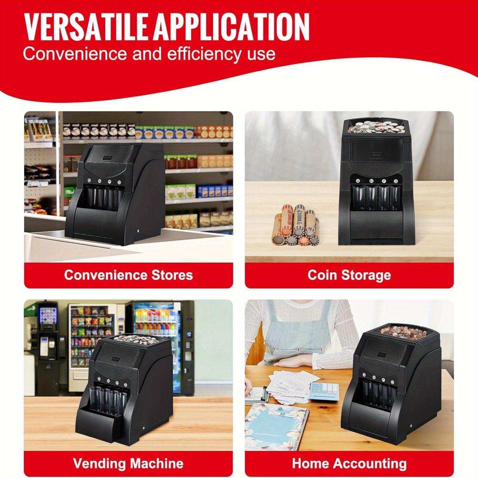 USD Coin Sorter, Coin Sorter Machine for USD Coin, Sorts up to 230 Coins/min, Coin Sorter and Wrapper Machine Holds 200 Coins Included 4 Coin Tubes, Black - Discount Msrp 