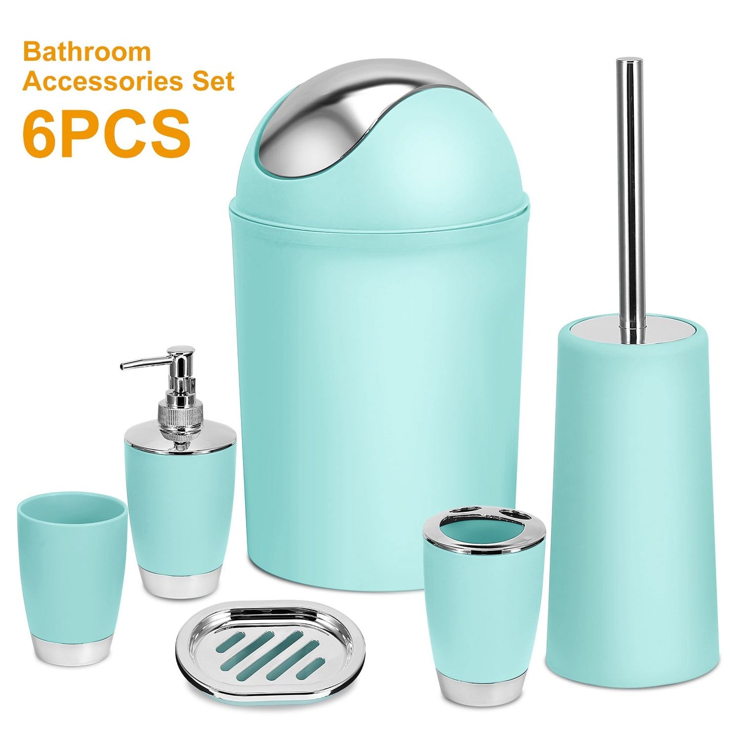 Bathroom Accessories Set 6 Pcs Bathroom Set Ensemble Complete Soap Dispenser Toothbrush Holder - Discount Msrp 