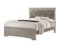 Modern 1pc Beige Champagne Finish King Size Panel Bed Wooden Crocodile Texture PU Upholstered Headboard Crystal-Like Button Tufted Fabric Bedroom Furniture - Discount Msrp 
