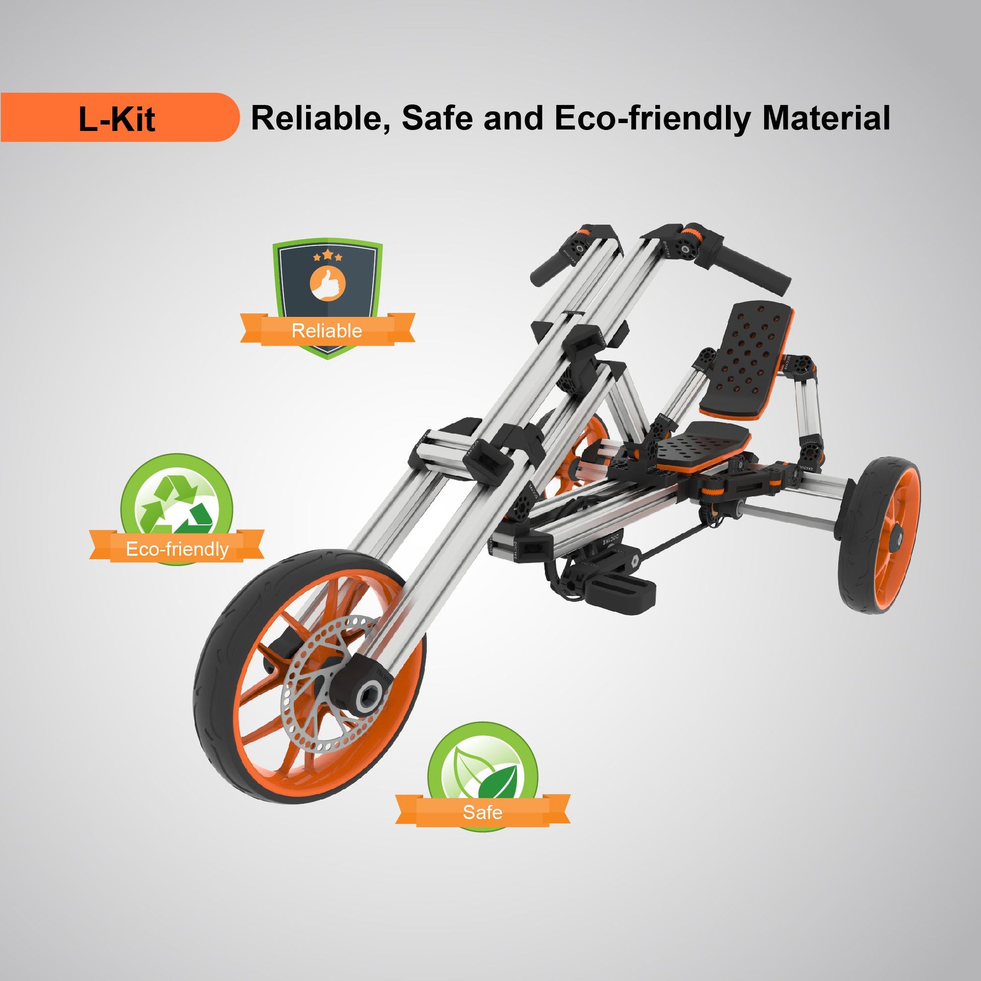 KidRock Buildable Kit 20 in 1 Kids Go Kart Set, Suitable for 1 to 8 Years Old, Two Wheel Bike, Three Wheel Bike, Go Kart, Sit/Stand Scooter, etc. Most Popular L Kit (Non Electric) - Discount Msrp 