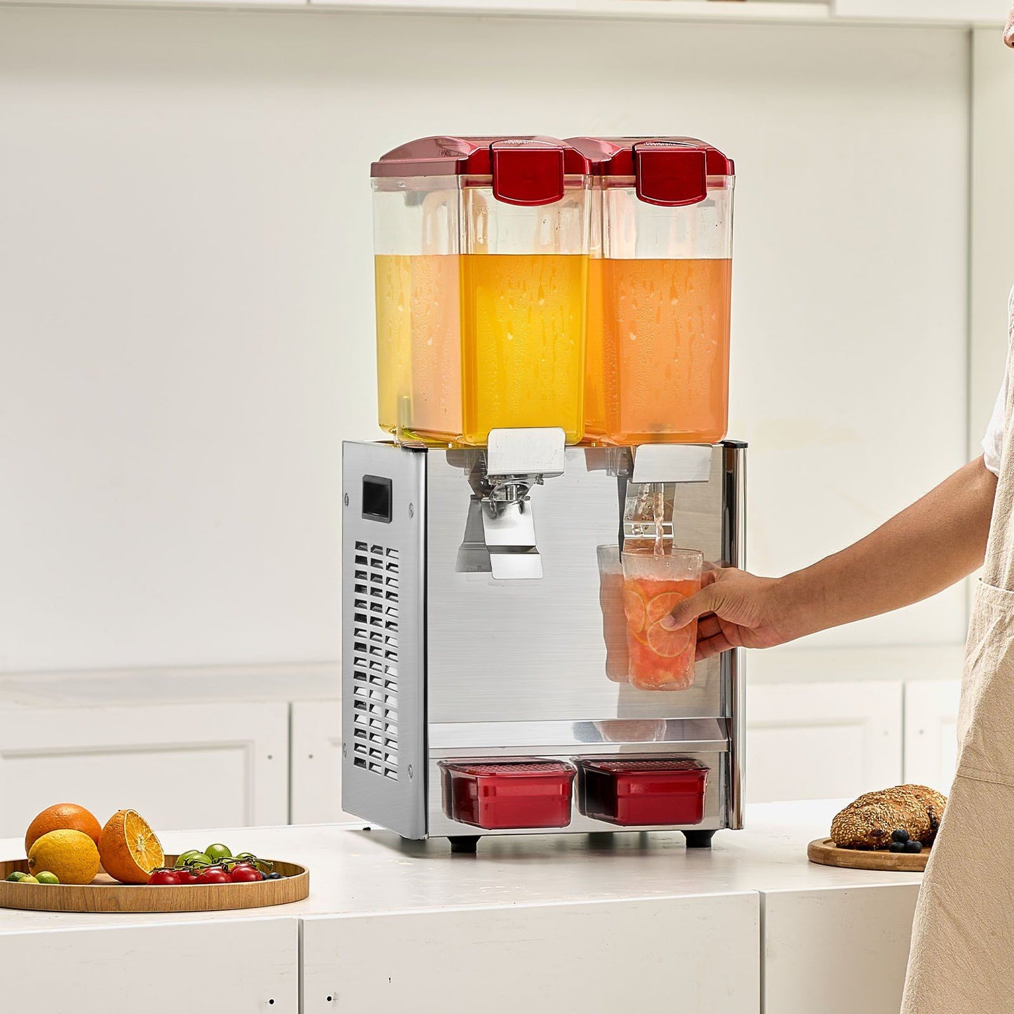 VEVOR Commercial Beverage Dispenser 10L x 2 Tanks Cold Juice Ice Drink Dispenser - Discount Msrp 
