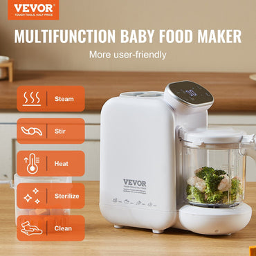 VEVOR Baby Food Maker, 430W Baby Food Processor with 750 ml Tritan Bowl, SUS304 Stainless Steel, 5 in 1 Baby Food Puree Blender Steamer Grinder for Food, Fruit, Vegetable, Meat - Discount Msrp 