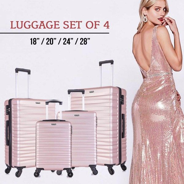 Hardshell Luggage Sets Suitcase ABS Lightweight with Spinner Wheels and TSA Lock Blue - Discount Msrp 