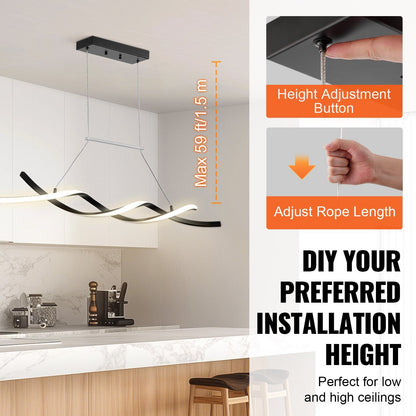 VEVOR Modern Chandelier Light Fixtures Dimmable LED Pendant Light Remote Control - Discount Msrp 