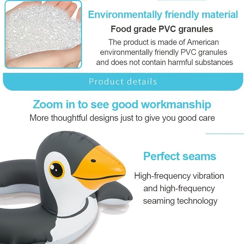 Children's Cartoon Animal Swimming Rings; Inflatable Duck Penguin Flamingo Pool Floats For Boys And Girls - Discount Msrp 