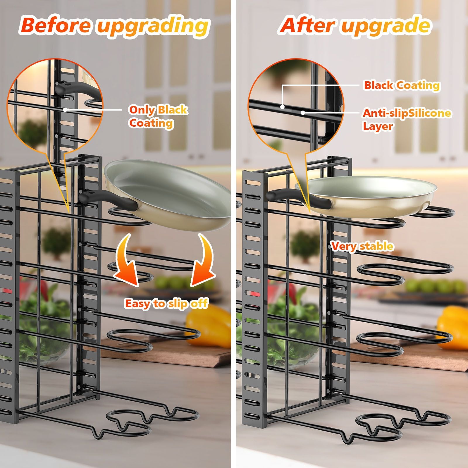 Pot and pan organizer, Pot Lid Holders & Pan Rack, Multiple DIY methods 8 tier pot racks, adjustable kitchen organization and storage for pots and pans. - Discount Msrp 