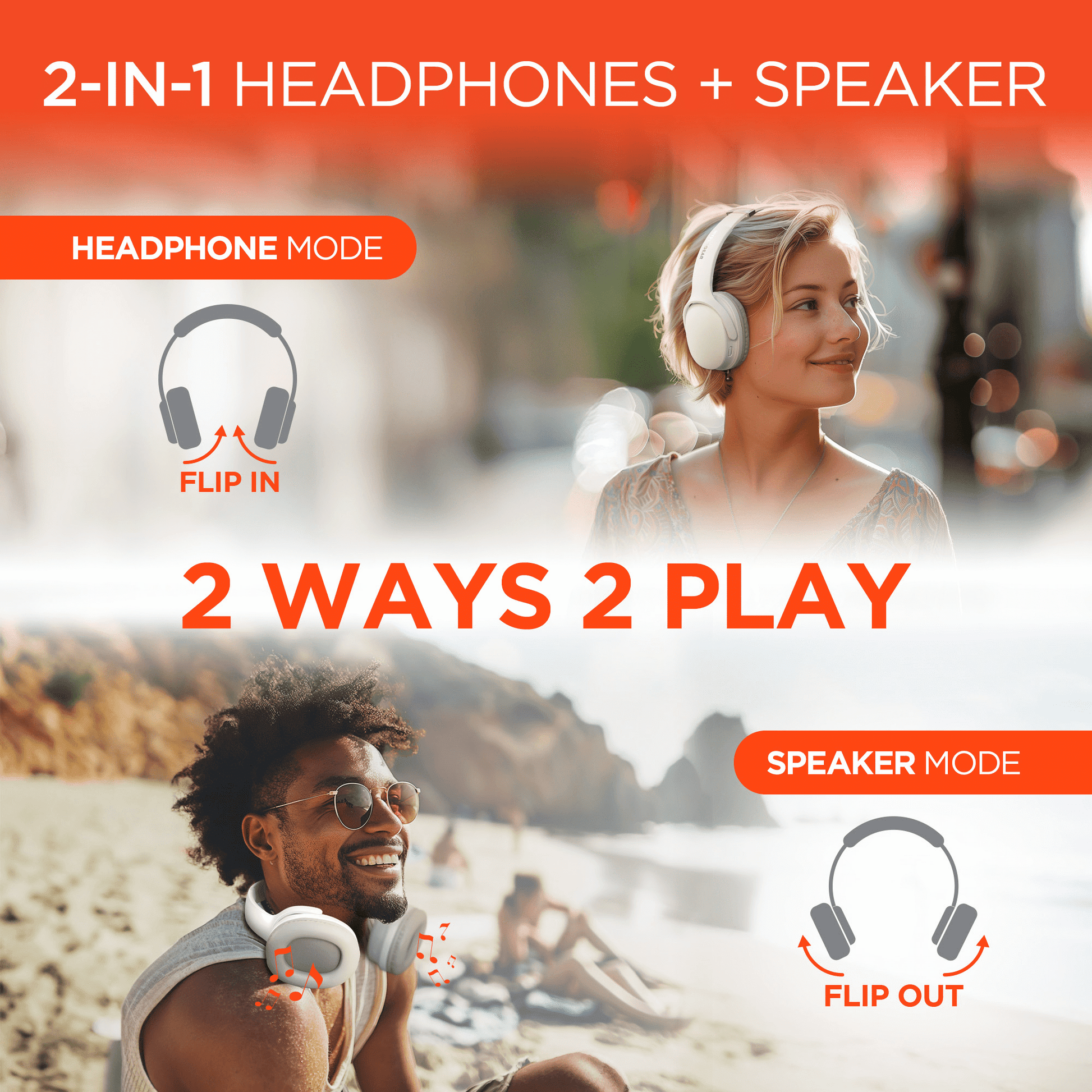 HyperGear Flip 2-in-1 Headphones Plus Speaker - Discount Msrp 