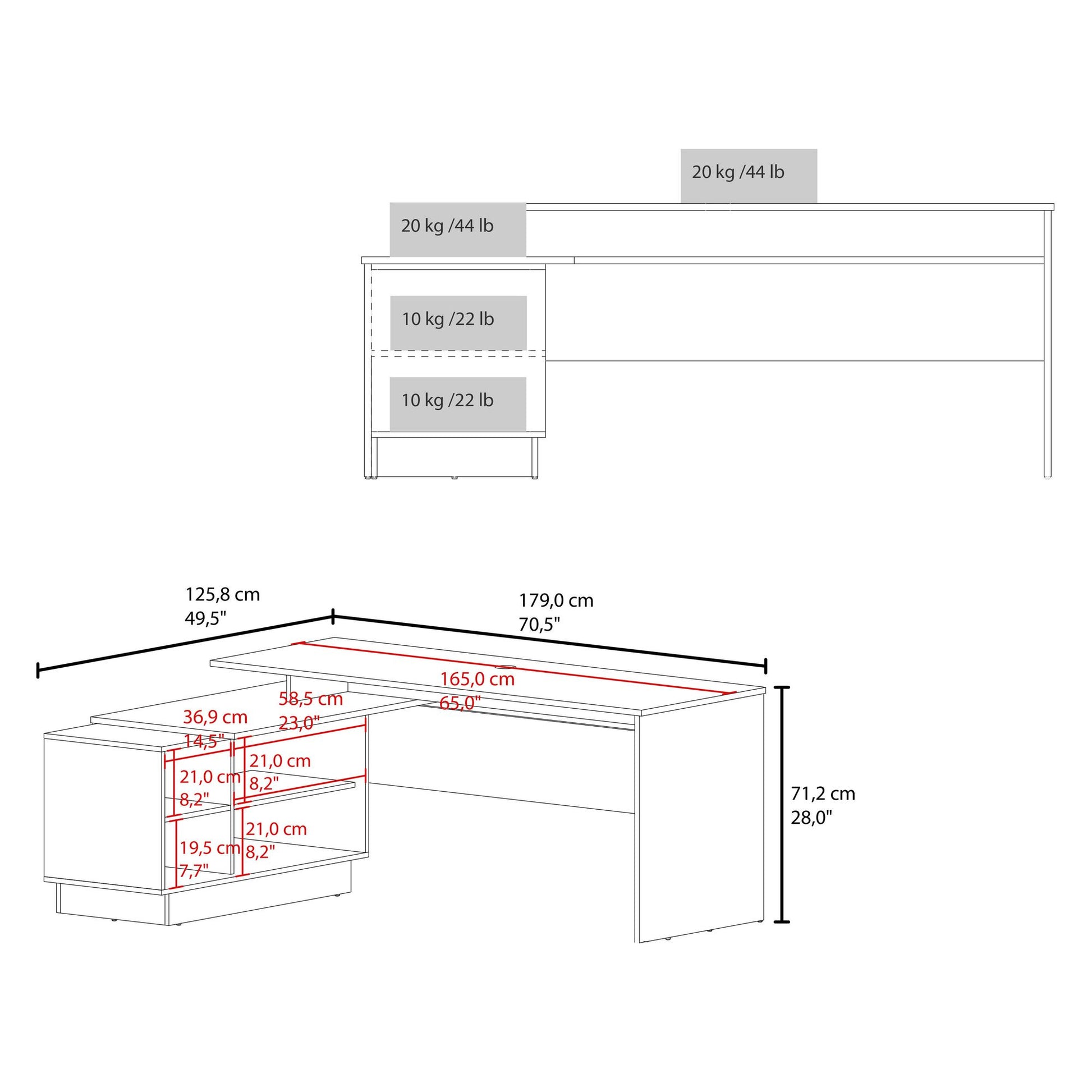 Weir L-Shaped Desk in Melamine, White - Discount Msrp 