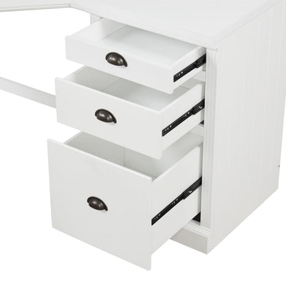 57.68" Modern L Shaped Executive Desk with 2 Storage Cabinets and 3 Drawers,Corner Writing Desk,Office Desk Furniture,Computer Desks with Depth Workstation for Home Office,Living room,White - Discount Msrp 
